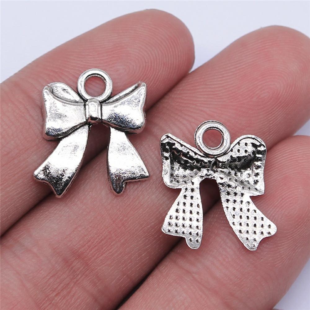 20pcs Bow Tie Connector Zinc Alloy Charm DIY Necklace Making Findings Handmade Tibetan Jewelry