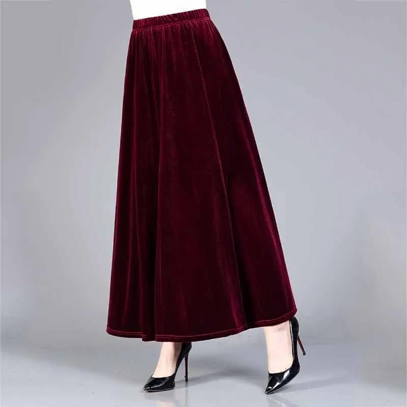 Skirt for Women Casual Versatile Elastic High Waist Long Loose Plus Size Thickened Stretchy Solid Colour Skirt