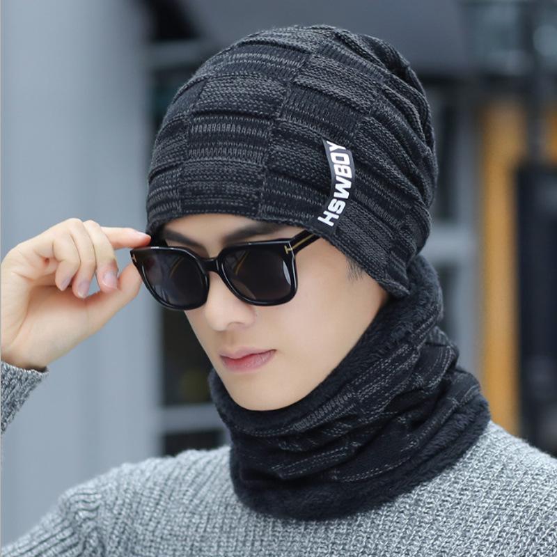 Men's Thick Plush Wool Winter Hat: Korean-Style, Warm Knit for Outdoors & Cycling