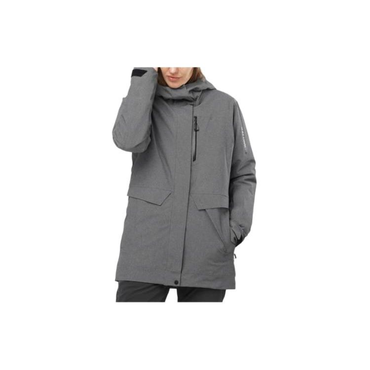 Salomon Solid Color Hooded Zipper Fitted Long Sleeve Jacket Women jackets Gray LC2149000 S 31959₽