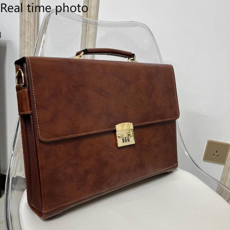 Men's Business Handbag Password Lock Briefcase Rero Portfolio Attache Case Large Capacity Office Computer Bag