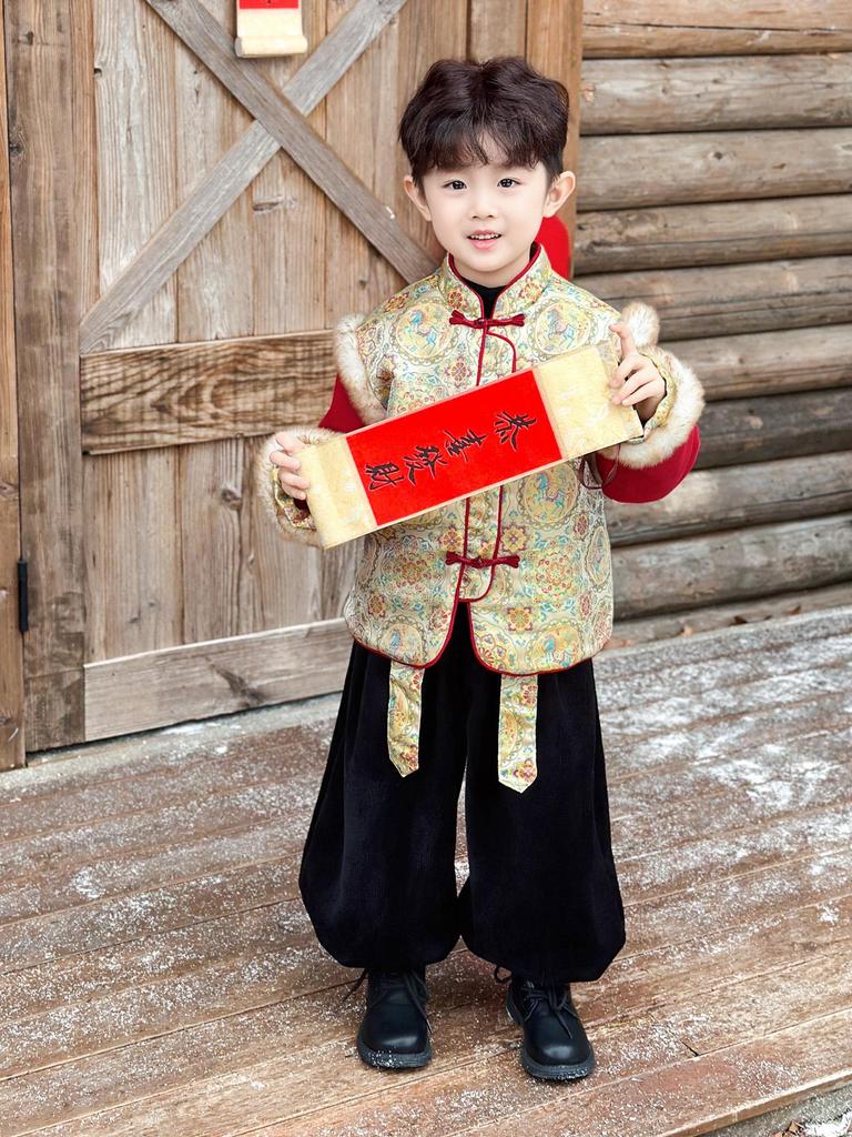 Boy's Tang Suit: Festive Chinese New Year Winter Outfit for Young Masters