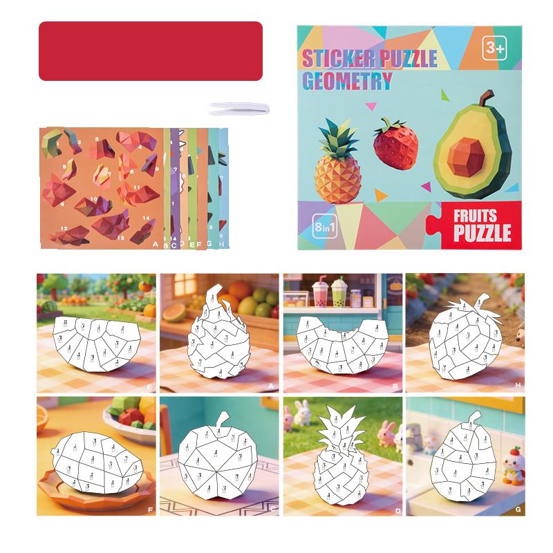 6 Patterns Puzzle Stickers Crafts for Kids Sticker Painting Gift Party Favor Creations Dinosaur Animal Vechile Art Play for Kids