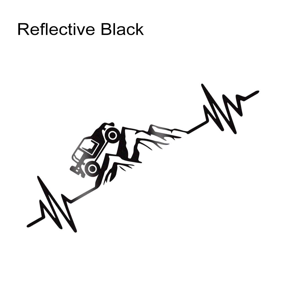Reflecitve Heartbeat Off Road Mountain Climb Graphics Car Sticker Vinyl Decor Decal 4x4 Truck Auto Windshield Bumper Decoration
