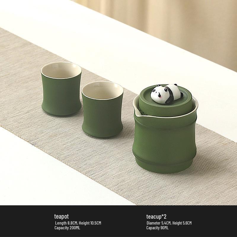 Portable Ceramic Panda Tea Set - Quick Brew Travel Teapot & Teacups, Ideal for Business Souvenir or Cultural Gift
