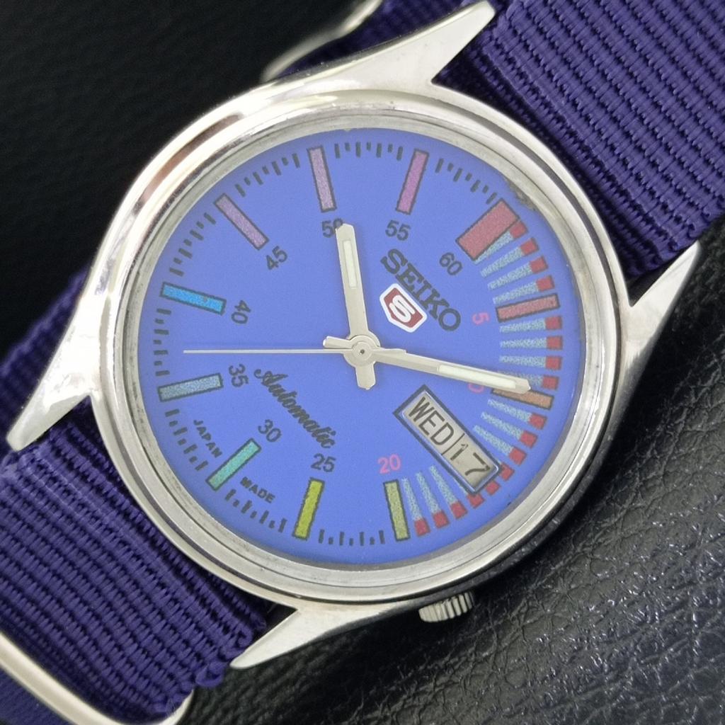 JAPAN VINTAGE SEIKO 5 AUTOMATIC MENS BLUE COLOR DIAL WATCH A701630-5 R206c-a701630