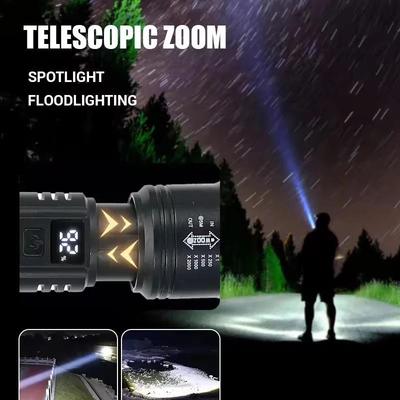 Powerful P70 Led Flashlights 5000LM Ultra Bright Tactical Light Emergency Spotlights Telescopic Zoom Light Built-in Battery