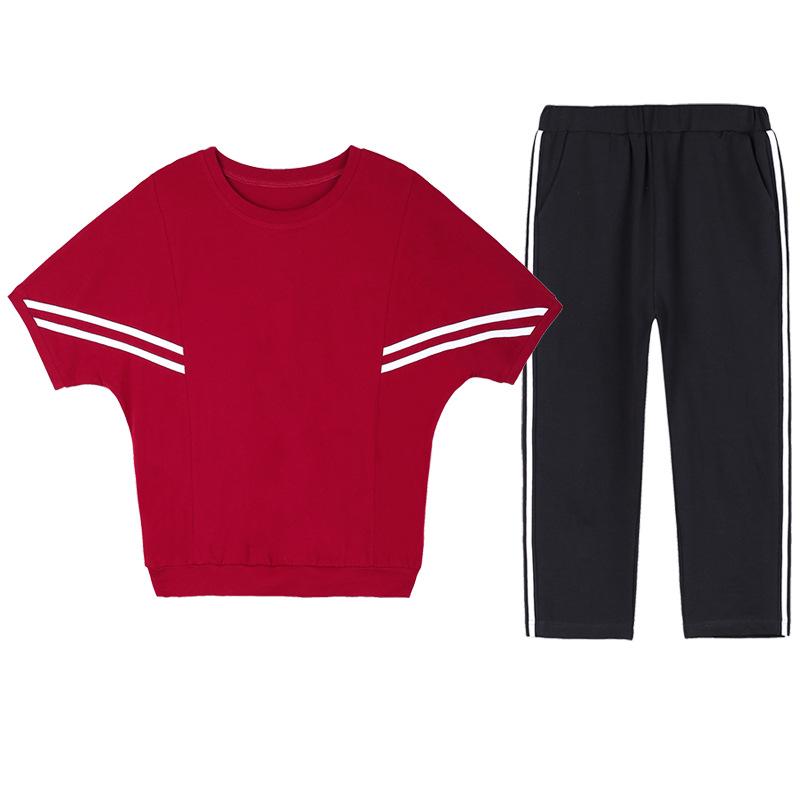 Women's Summer Fashion Cotton Sportswear Set: Batwing Shirt & Mid-Length Pants