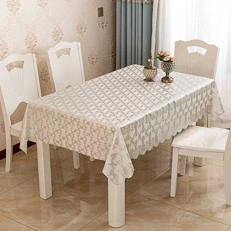 PVC Hot Stamping Desk Cover Waterproof Scald Proof Oil Proof Wash Free Table Mat Household Coffee Rectangular Table Cloth