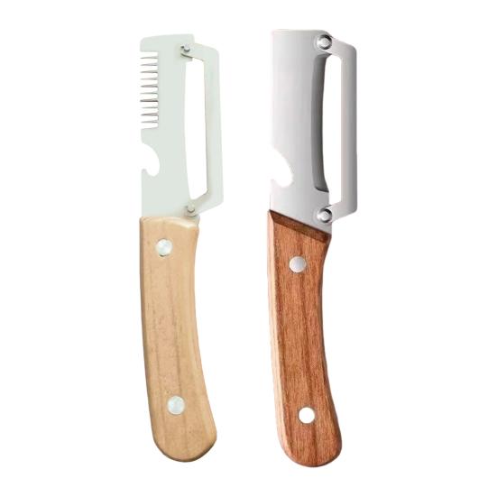 Vegetable Peeler with Wooden Handle Stainless Steel Sharp Blade Peeler 2-in-1