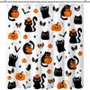 Halloween Shower Curtain Cute Black Cat Pumpkin Ghost Shower Curtain For Halloween Bathroom Decor Waterproof Fabric Bath