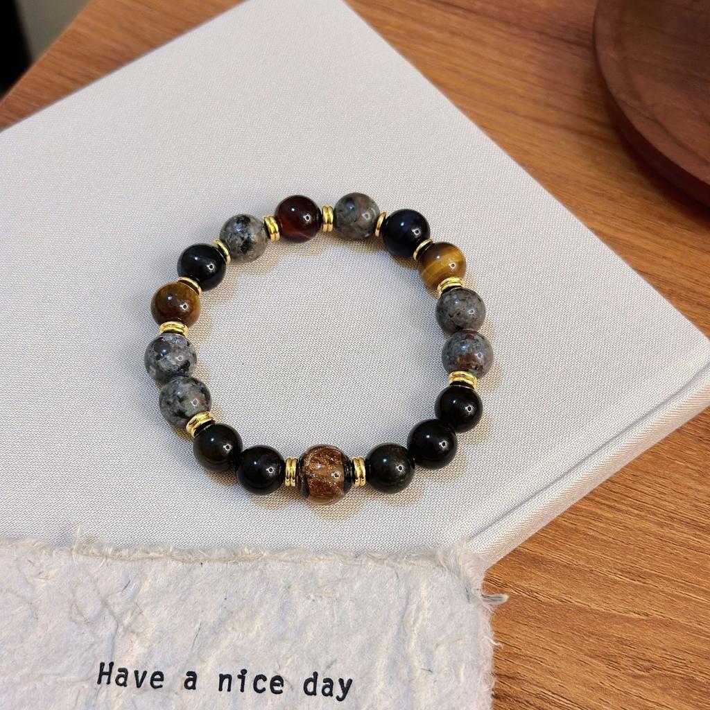 Black Myth Wukong Flame Stone Gold Obsidian Beaded Couple Bracelet for Women Original Design Yellow Tiger Eye Bracelet Jewelry