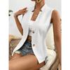 Fashion V-Neck Sleeveless Cardigan Women Suit Shirt Vest V Neck Jacket Slim Fit Office Vests Casual Solid Color Female Tank Top Elegant Clothing