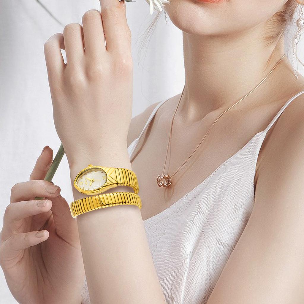 MISSFOX Women's Watches Quartz Snake Shape Simple Ladies Watch Fashion Unique Strap Waterproof Wristwatches