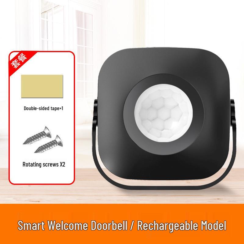 Rechargeable Sensor Doorbell with Voice Welcome and Ding Dong Alert for Store Entry