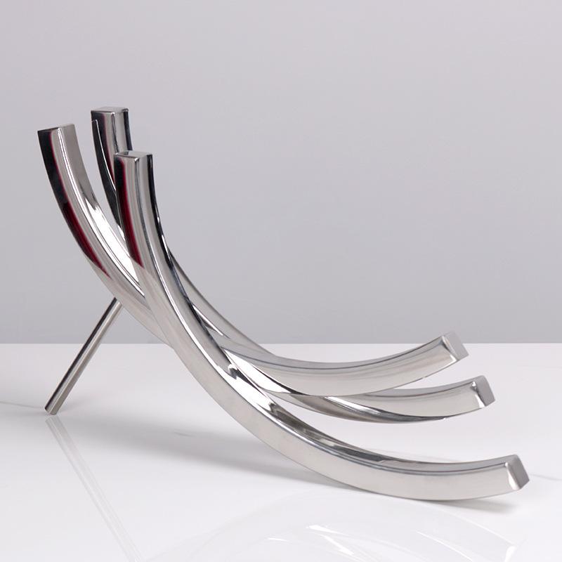 Simple Modern Stainless Steel Abstract Geometric Ornaments Designer Display Cabinet Art Ornaments Creative Home Accessories