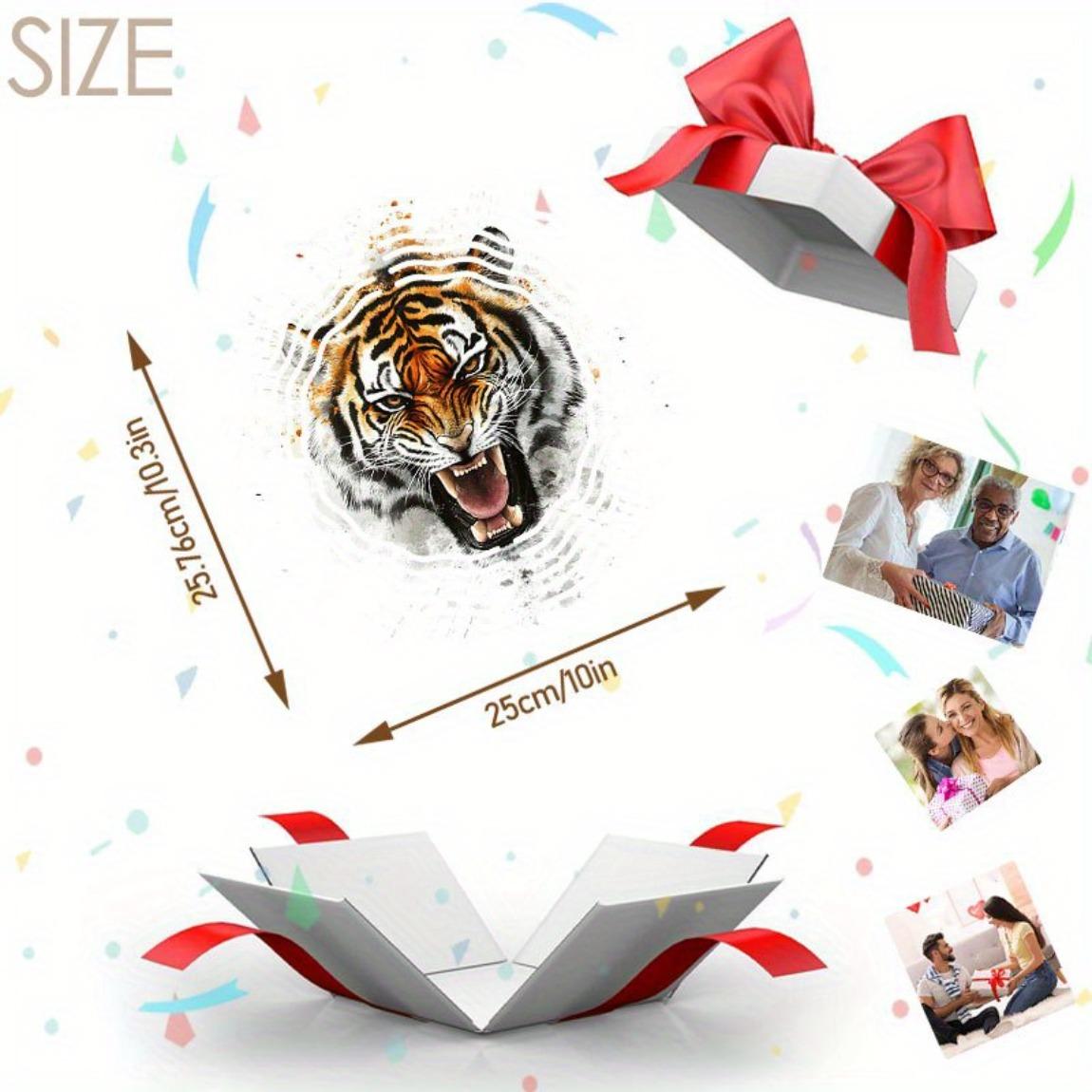 

3D Metal Wind Spinner Garden Patio Decoration Charming Fierce Tiger Pattern Outdoor Wind Chime for Thanksgiving Christmas Holiday