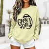 Unisex Fashion Printed Neck Long Sleeve Sweatshirt Casual Pullover