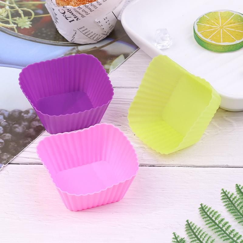 1/6Pcs 7Cm Square Shaped Jelly Pudding Mold Muffin Cake Cup Silicone Molds Kitchen Baking Accessories