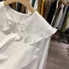Korean Version Loose Doll Collar Ruffle Edge Shirt Spring and Autumn New Retro Long Sleeved Shirt