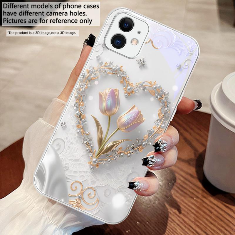 Love's Pink Purple Tulip For iPhone 17 Air 16 E 15 14 13 Plus 12 mini 11 17 Pro Max XR Xs Max 16E 7 8 Tempered Glass Phone Case