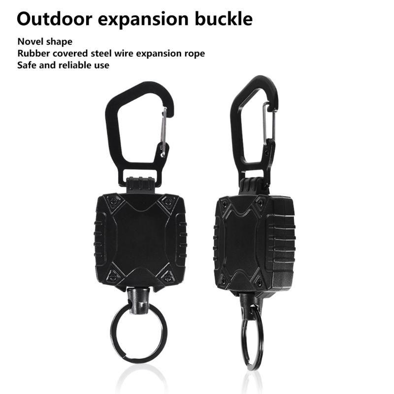 Retractable Keychain Heavy Duty Badge Holder Reel with Belt Clip 23'' Steel Wire Cord Heavy Duty Carabiner Key Holder