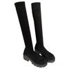 Over-the-knee Long Boots, Thick-soled, Skinny Long Boots, Knitted Elastic Sock Boots, Women's Shoes