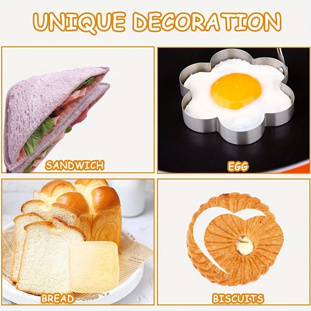 7Pcs Sandwich Cutter And Sealer Set Heart Square Shaped Bread Mold Diy Pocket Sandwich Maker For Kids Lunch Box