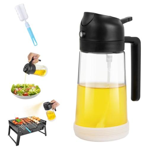 Fohil Oil Spray Bottle for Cooking, 2-in-1 Oil Pot, and Seasoning Container, Heat-Resistant Glass, Drip-Free, Oil Mist Sprayer for Kitchen Air Fryers,