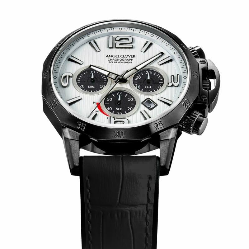 Angel Clover Men's Watch NTS45BWH-BK Timecraft Solar