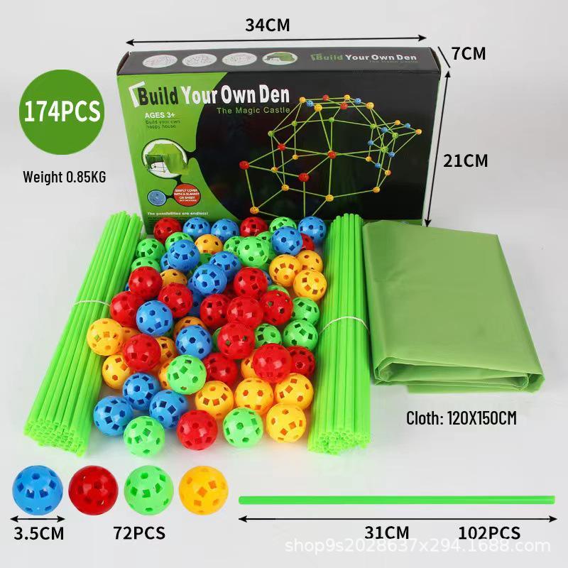 Children's DIY Bead and Building Blocks Creative Tent Fort Kit