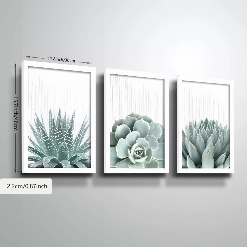 3pcs/set Plant Art Oil Painting Canvas with Wood Frame Draw Wall Decor Home Room Decorations