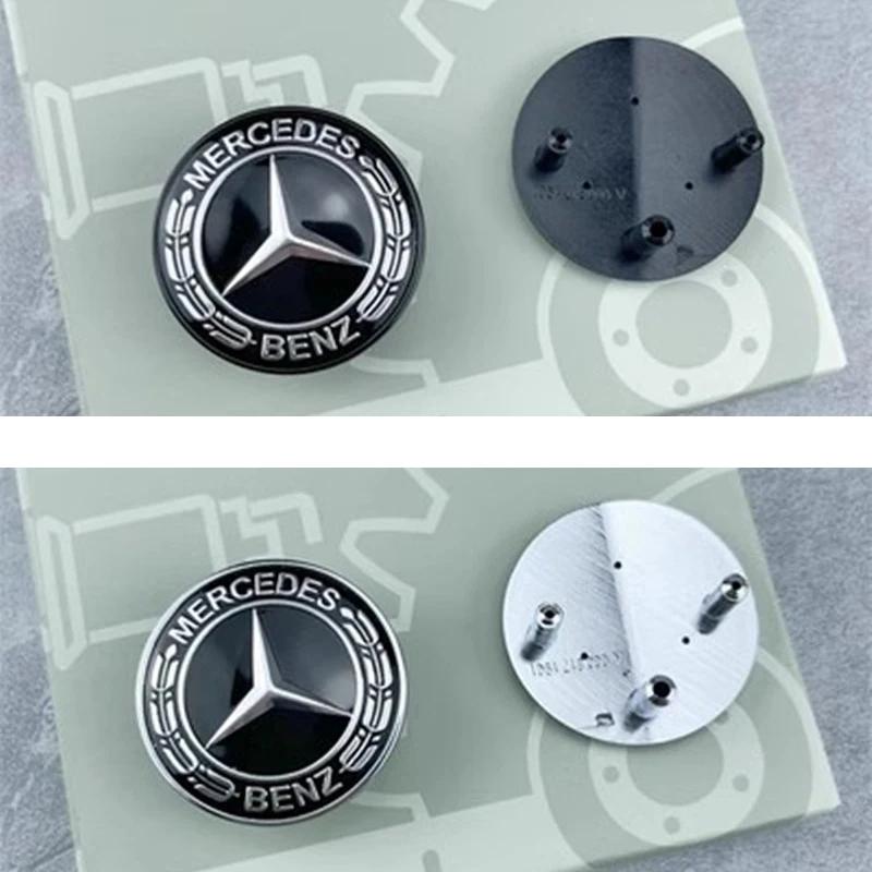 

GLC GLB 3 Pins ABS Car Emblem Front Top Grille Hood Edge Head Bonnet Badge for Mercedes Benz New E/S Class Star Wheat Apple Tre black base 38mm
