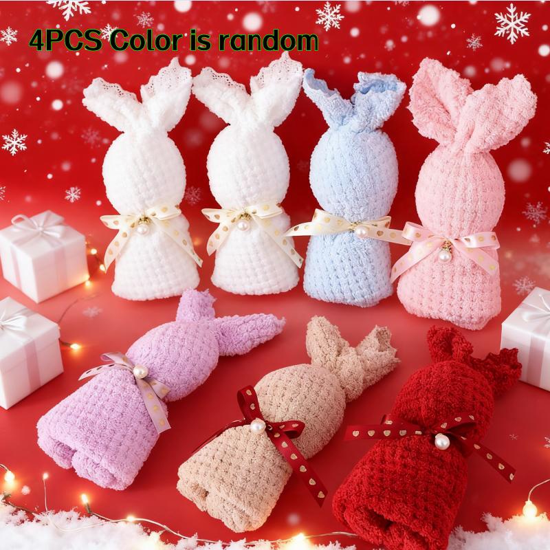

4Pcs Random Color Rabbit Face Towels Souvenir Small Rabbit Towels Wedding Return Gift Birthday Gift Opening Ceremony Gift Bridesmaid Wedding