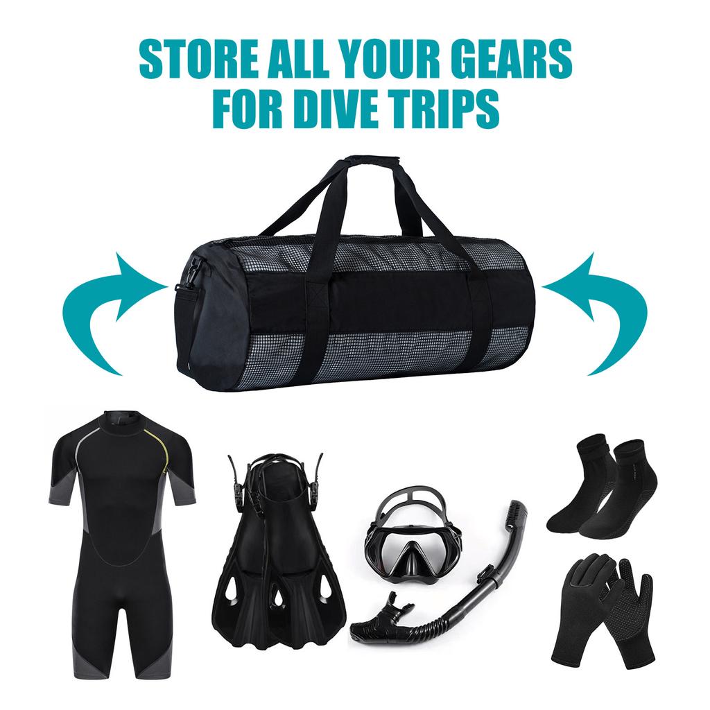 Snorkel Bag Dive Gear Bag Foldable Mesh Design Easy To Carry for Diving Snorkeling Surfing  PVC
