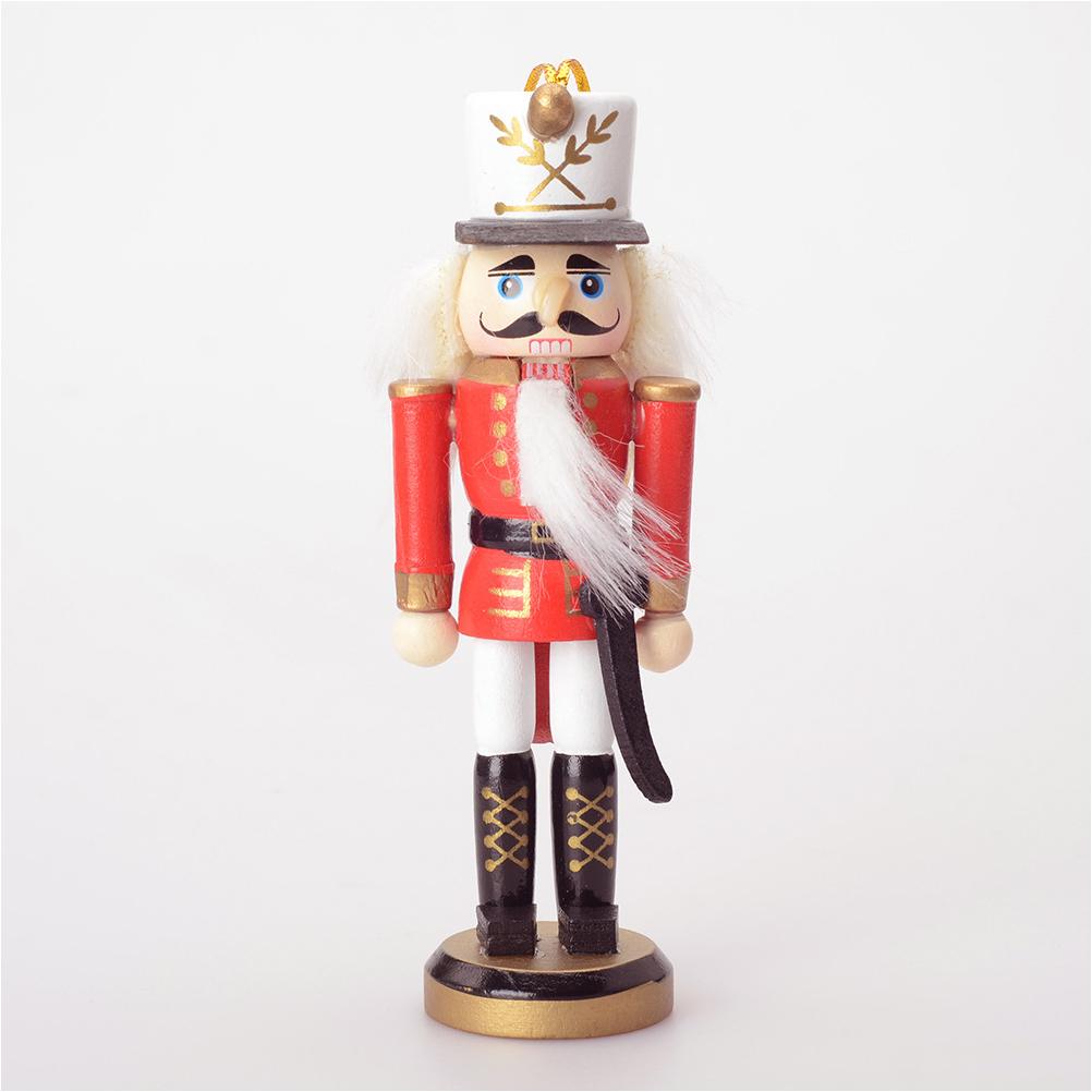 4 Pcs Nutcracker Puppets Christmas Ornaments Pendant Wood Xmas Nutcrackers Tabletop Decorations Pendants Walnut Soldier Wooden