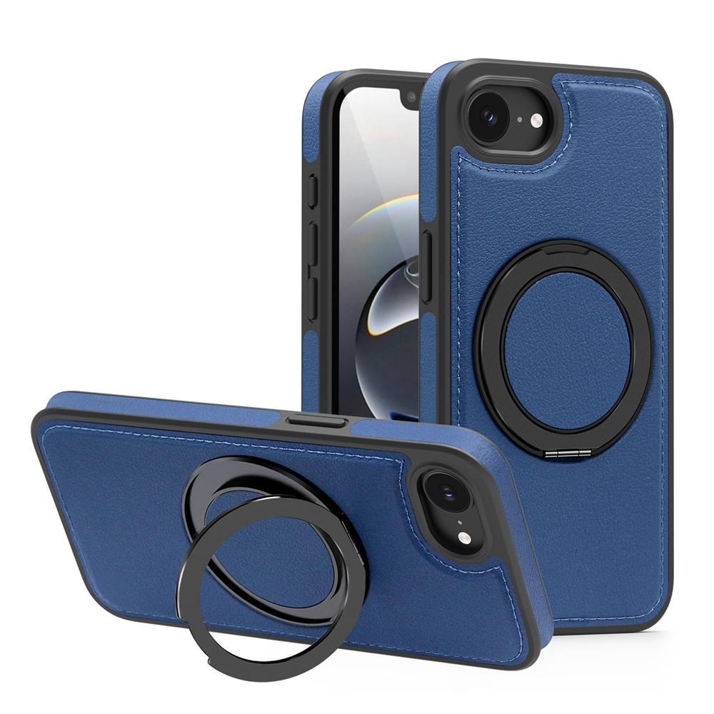 

KEYSION Чехол из искусственной кожи MagSafe для iPhone 16e с вращающимся на 360° магнитным кольцом-подставкой и функцией беспроводной зарядки для iPhone 16e for iPhone 16e синий