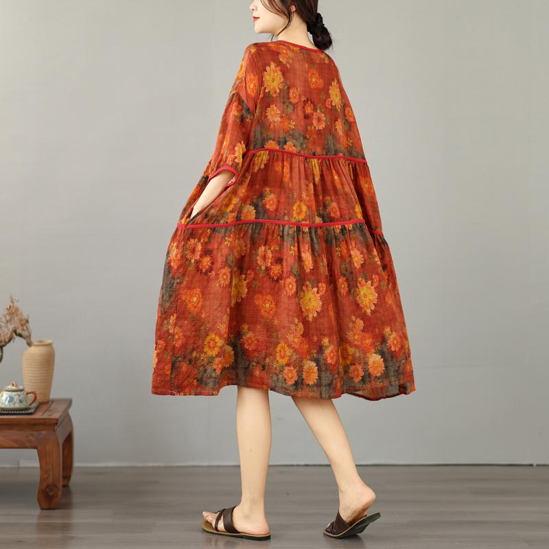 DIMANAF Nuovo 2026 Donna Taglie Forti Estate Abito Lungo Abito da Sole Ampio Oversize Maxi Donna Floreale Stampa su Cotone Vestito