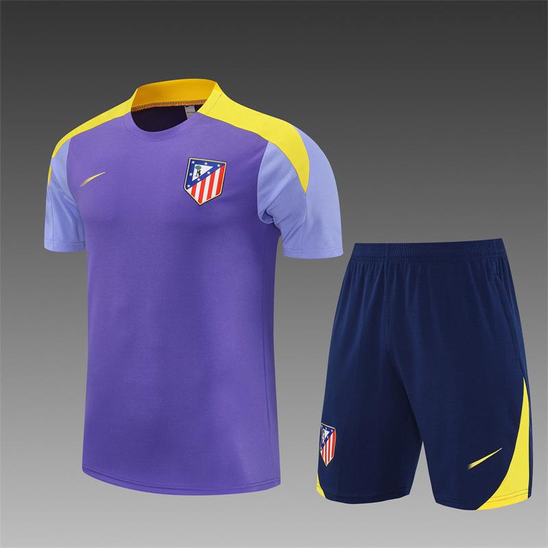 Atletico Madrid Football Suit, Long-Sleeved Half-Pull Warm-Up Before Autumn And Winter Games, Children'S Summer Short-Sleeved Training Suit