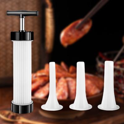 Ręczny gadżet do nadziewania kiełbas z 3 końcówkami do napełniania, narzędzie do wstrzykiwania mięsa, bez BPA, odpowiedni na spotkania rodzinne i grille