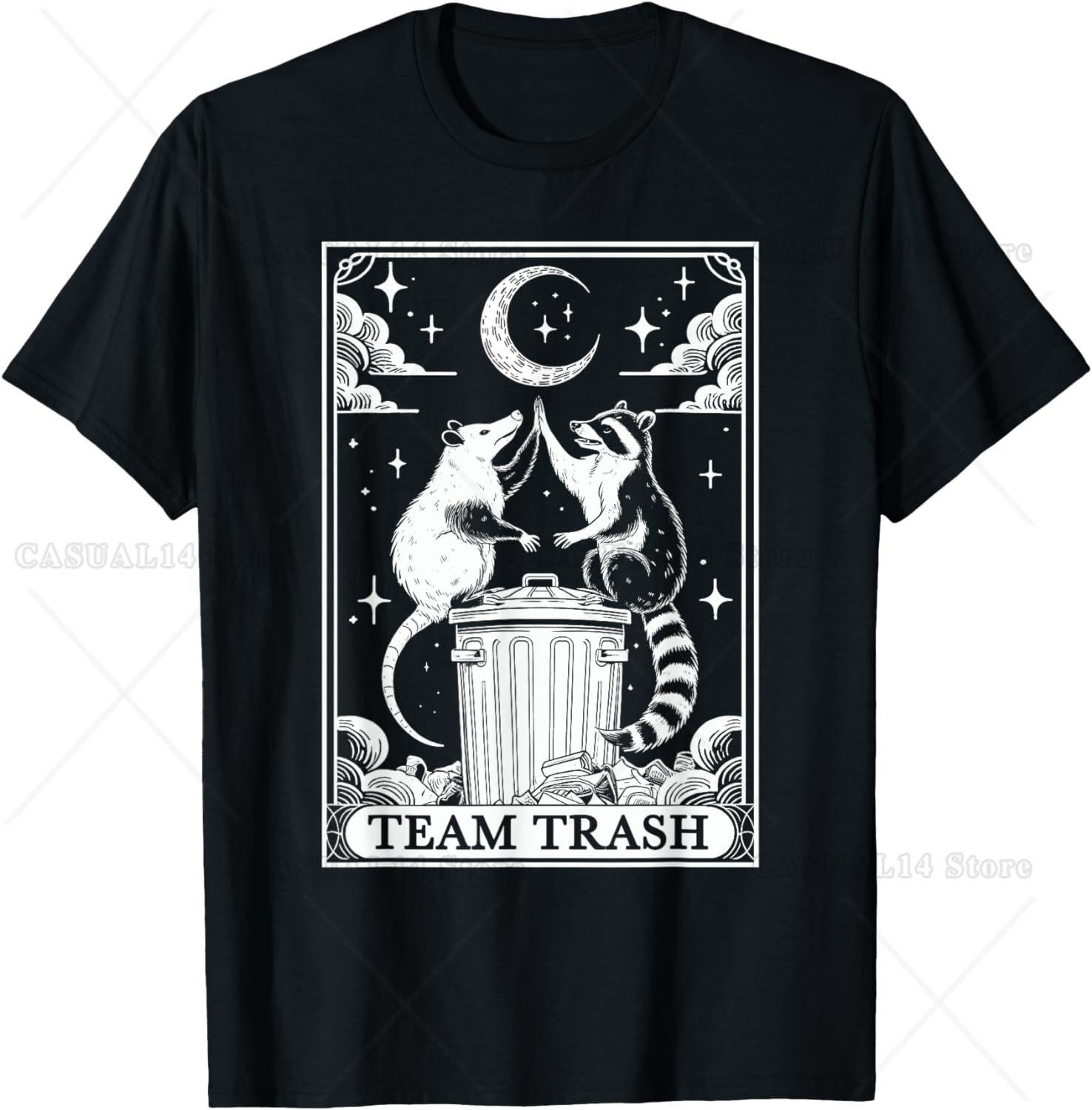 

Tarot Card Vintage Team Trash Crescent Moon Opossum Raccoon T-Shirt for Unisex Oversized T Shirt Lightweight S разноцветный