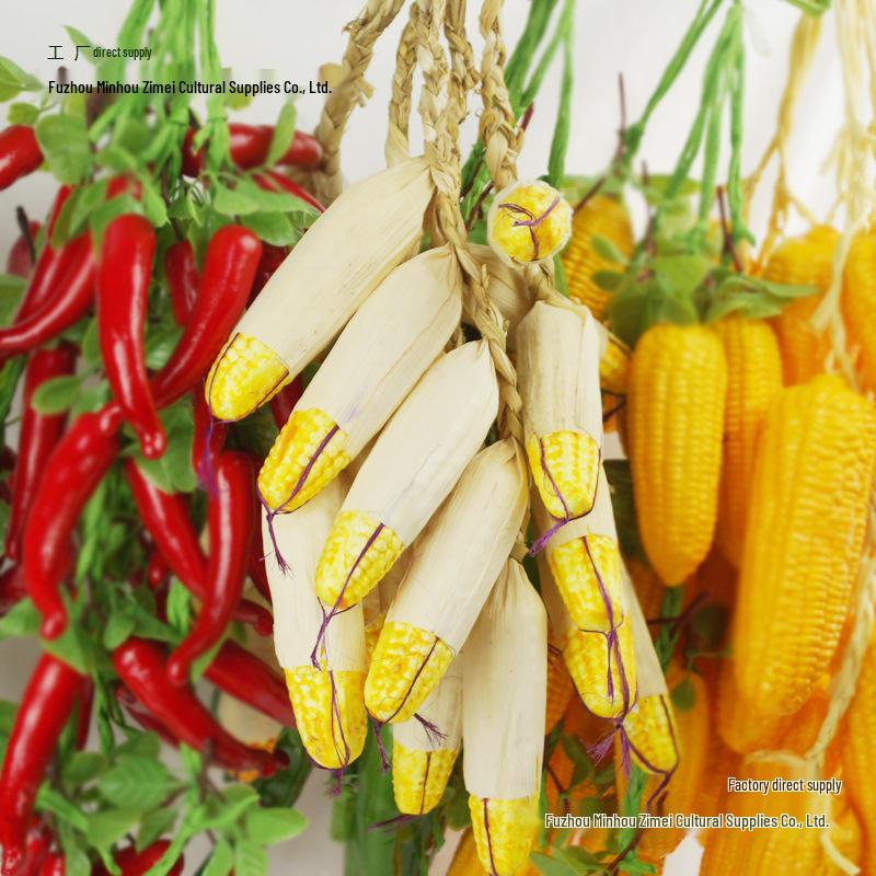 Simulated Vegetable Skewers Garland with Red Peppers, Garlic, and Peanuts for Farmhouse Decoration