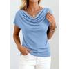 Summer New Women's Short-sleeved T-shirt Fashionable and Versatile Swing Collar Pullover Top