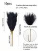 10pcs/20pcs Black Artificial Pampas Grass Fluffy Faux Boho Chic Decor Vase Fillers Halloween Party Wedding Centerpieces Decor