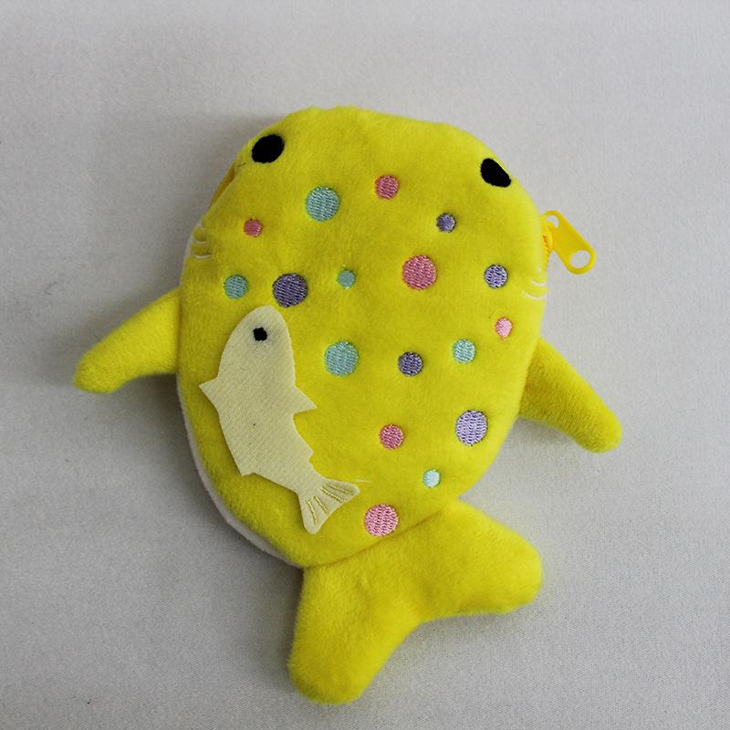 Portofel Multicolor Drăguț de Pluș în Formă de Pește pentru Monede Femei Rechin Bani Card Chei Căști Portmoneu pentru Lucruri Mici Pungă cu Fermoar Cadou pentru Copii