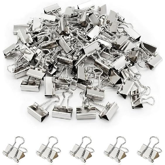 100 Pack Mini Gold Binder Clips 5/8 Inch (15 mm), Colored Little Paper Clamps, Small Tiny Micro Size Paper Clips for Office Home School Business 0.6"