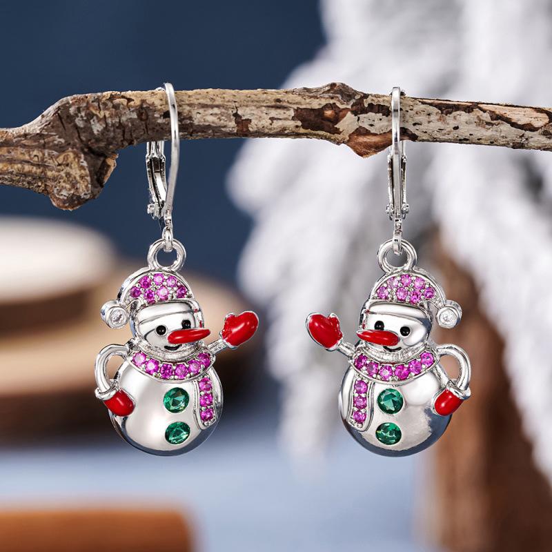 New Christmas Earrings for Women, Snowman Wax Inlaid Oil Earrings, Christmas Wind Is Cute and Super Popular