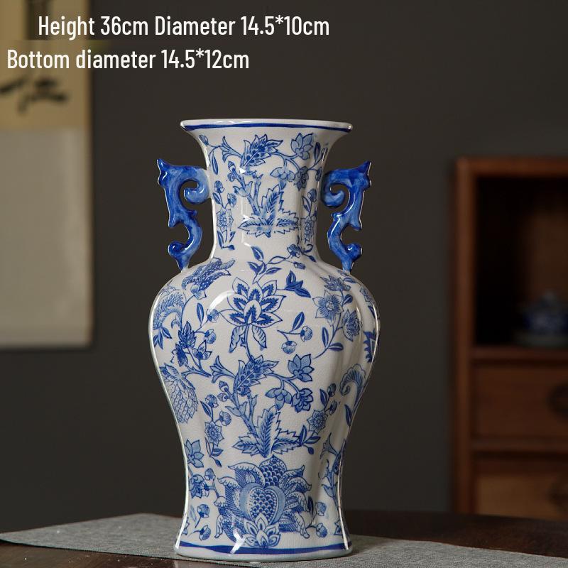 New Chinese Style Jingdezhen Blue and White Porcelain Vase - Rustic Ceramic Home Ornament