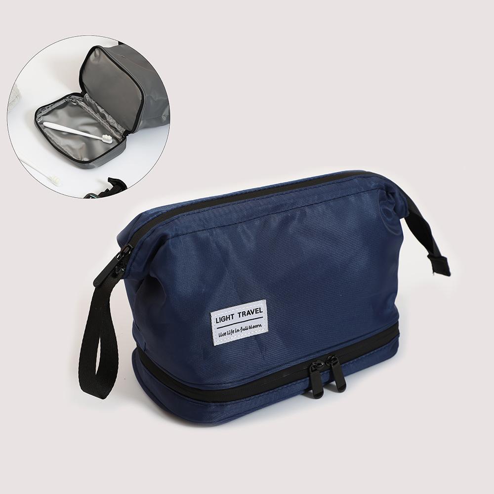 

Двошарова туалетна сумка великої місткості, сухе та вологе відділення, корейська сумка для зберігання косметики, портативна косметичка 1pc