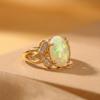 1PC Women's Bohemian Style Iridescent Imitation Opal Ring-Luxurious Inlaid Oval Synthetic Zirconia Jewelry-Suitable for daily wear and special